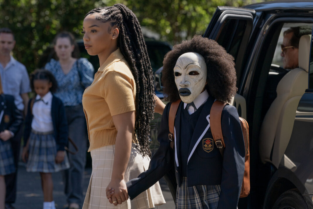STRUNG -- Pictured: (l-r) Chloe Bailey as Laila -- (Photo by: Ilze Kitshoff/Blumhouse)